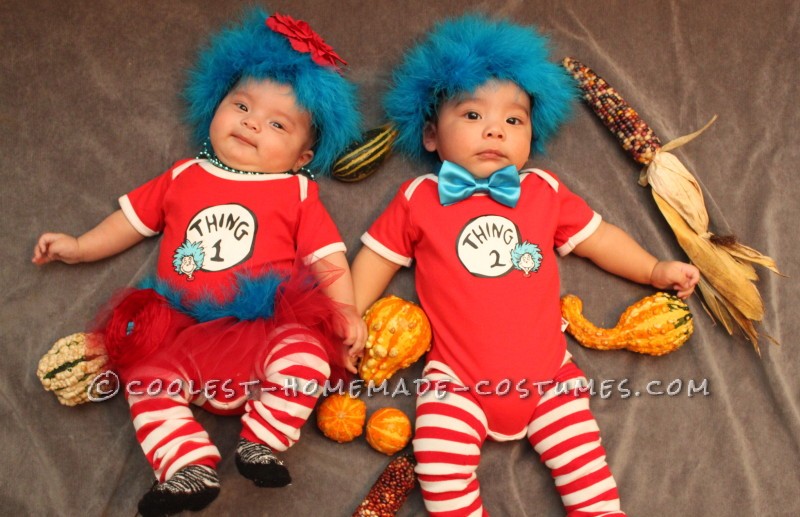 Two Amazing Homemade Infant Twin Costumes for Under $30: Twin 1 and Twin 2