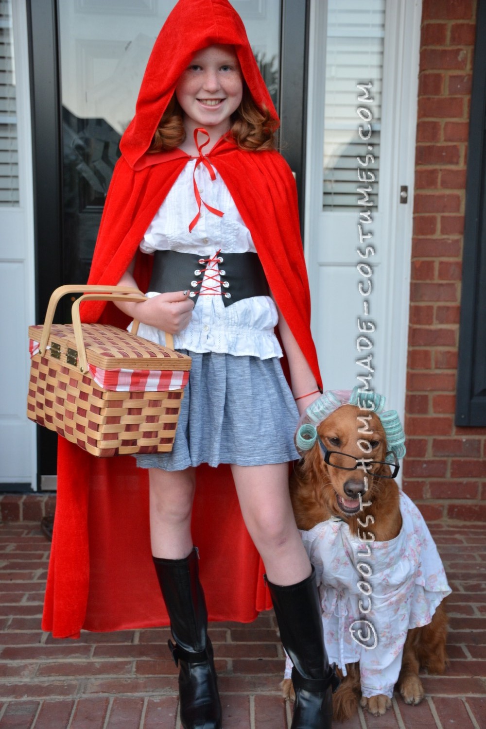 Little Red Riding Hood Child Costume and Grandmother Dog