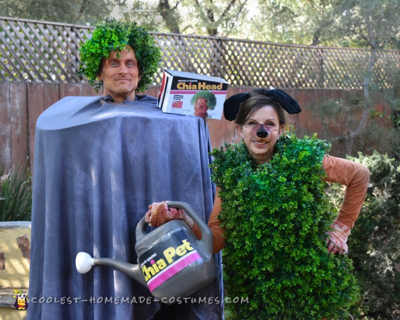 Cool Chia Head and Chia Pet Costume for a Couple