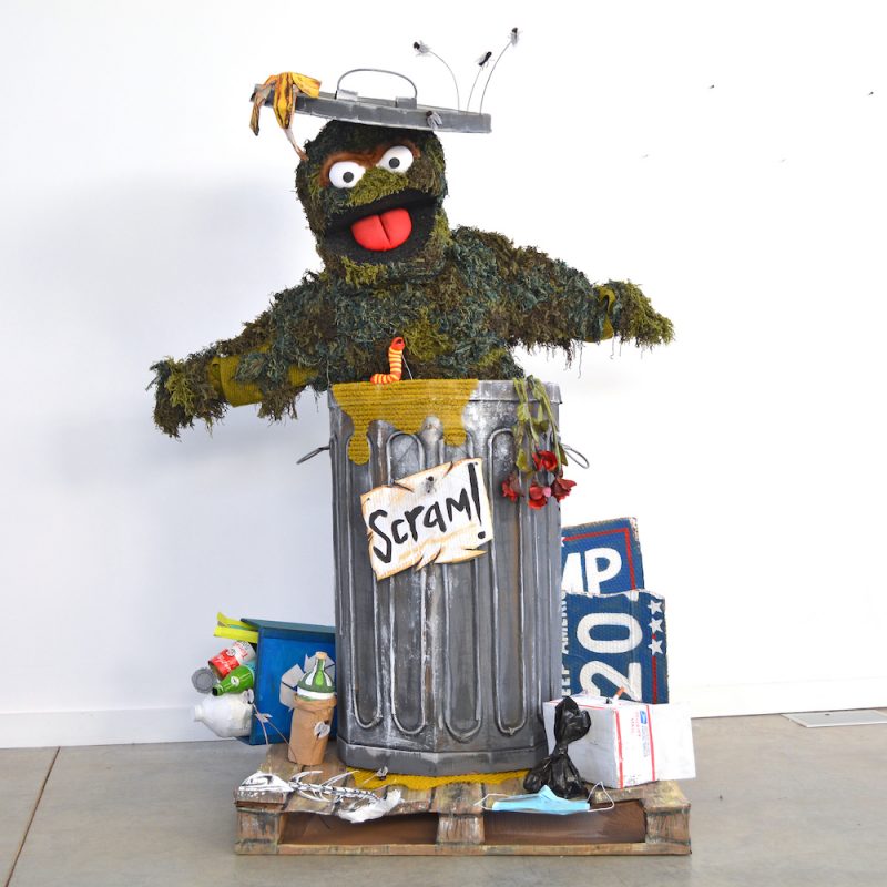 Oscar the Grouch Costume Made Completely from Trash