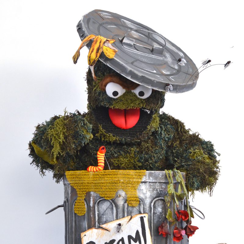Oscar the Grouch Halloween Costume Made Completely from Trash