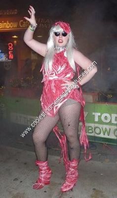 Lady Gaga Halloween Costumes on Coolest Homemade Lady Gaga Meat Adult Dress Halloween Costume Idea 21