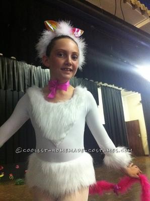 I made this cool cat ballet costume for my 10-year old daughter\'s choreography competition.
I cut out the breast piece, fur cuffs and \"skirt\