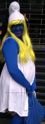 I wanted to do something different last year so I though of Smurfette costume. It was very easy to make I went and purchase a Full Body Spandex Suit