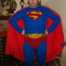 This is a Superman Costume I made from athletic spandex. I purchased a blue warm-up shirt and pants from a sports store and had a Superman \"S\"