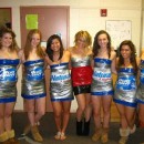 We made these costumes with 3 items; Lots of Duct Tape, a trashbag, and the cardboard box from a 36 pack of beer.  To make the costume, you defi