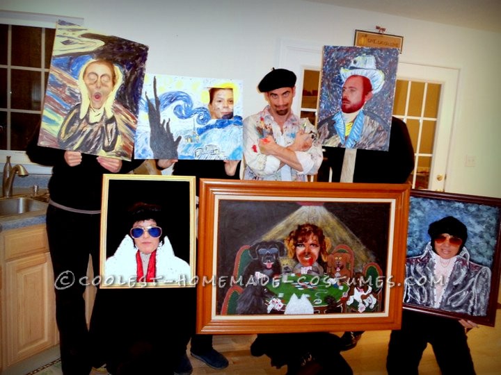 We do a group costume every year and in 2010 we went as an Artist and his collection of "copied" paintings :)
Each person painted their