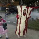 My daughter 9 year old daughter loves bacon so much she asked if she could be BACON for Halloween.  At first I thought she was joking but after