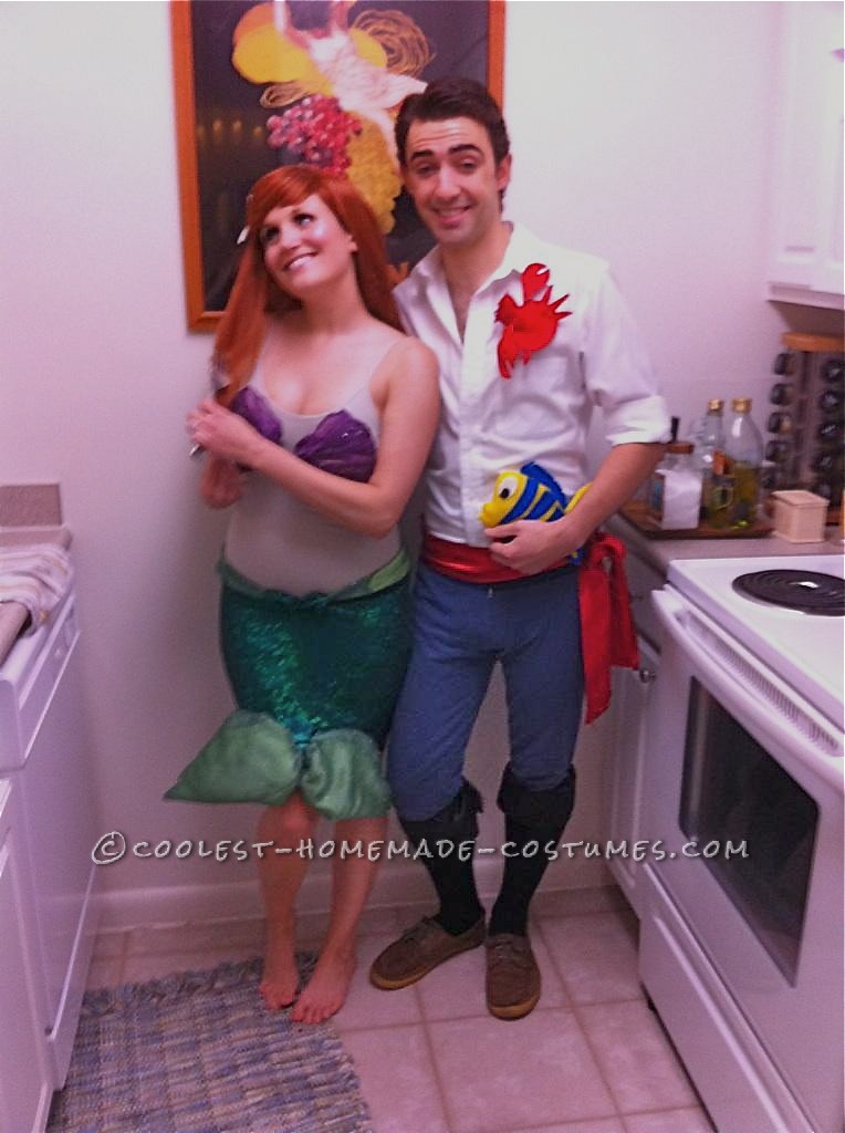 We had two parties to attend both having themes, one was 80's and the other Royalty, We had the perfect costume idea, Little Mermaid and Prince Eric