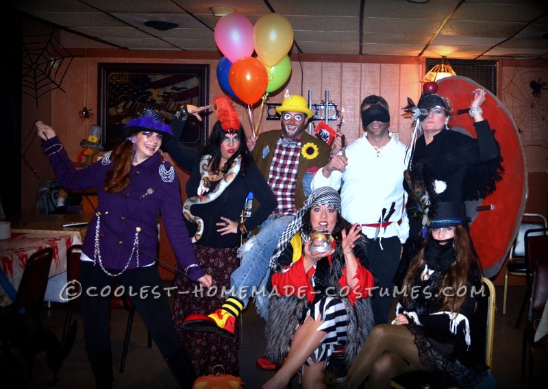 2011 = Circus people!
I really can't tell you where everyone's costumes came from other than being pieced together from older costumes, thrifting,