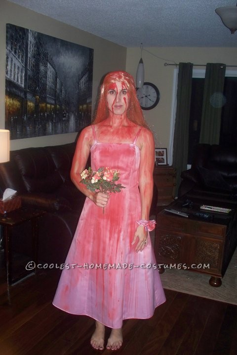 I love making my costumes every year.  I decided to go as Steven Kings Carrie.  So much fun to make.   I was so lucky to find a p