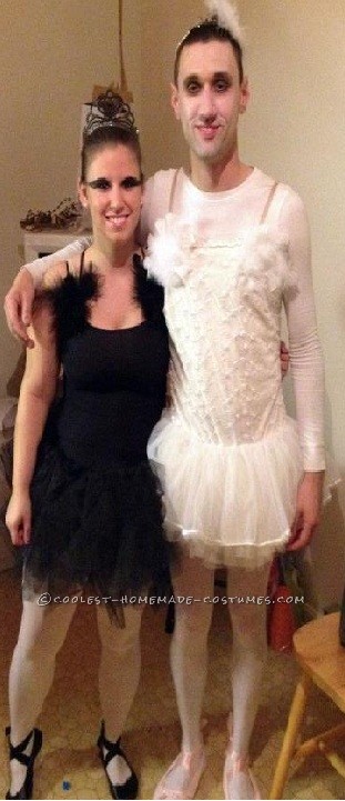 It took a lot of convincing, but I somehow convinced my boyfriend to be the "white swan" while I was the "black swan". I started off at a dancewe