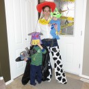 We decided to do a toy story theme last year for Halloween.  
My youngest dressed up as the alien.  His costumer was made from a blue slee