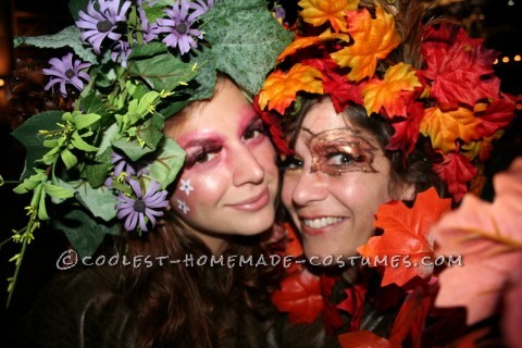 Halloween 2008 we went as trees in each season along with Mother Nature and Father Time.
Mother nature wore an old dress and accesorized with craft