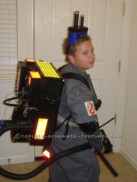 I made this ghostbuster costume for my son, It took about a week. starting with a large cardboard box, ataching things from garage and house..such as