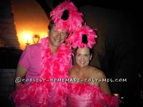 Coolest No-Sew Flock of Flamingos Couple Costume