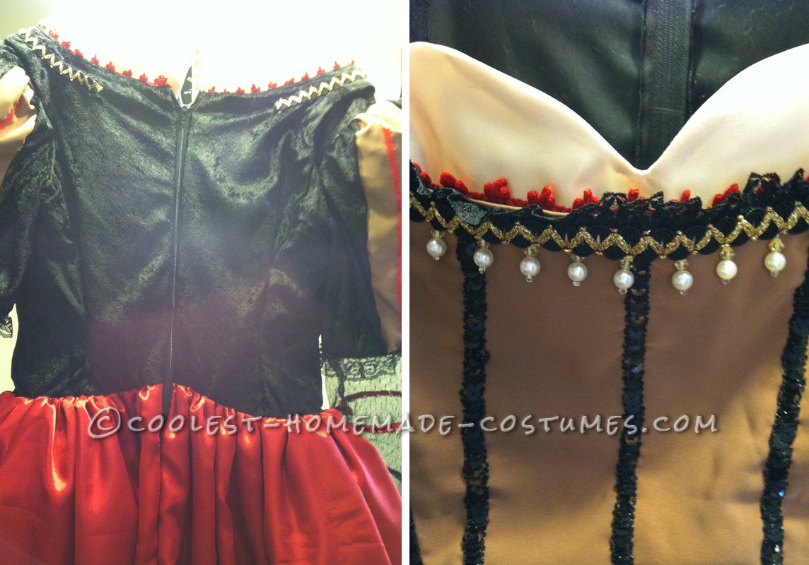 Red Queen's Back of Dress and Bodice