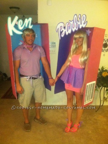 Hands-Free Barbie and Ken in a Box Couple Costume