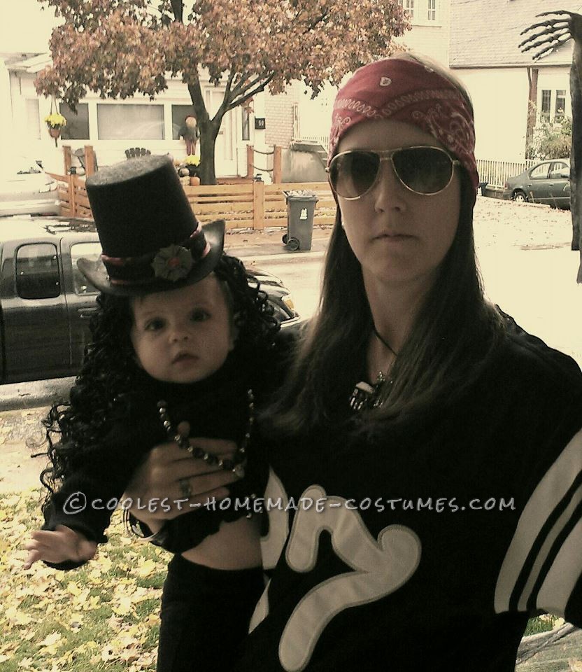 Cute Mother and Baby Guns N Roses Homemade Halloween Costume