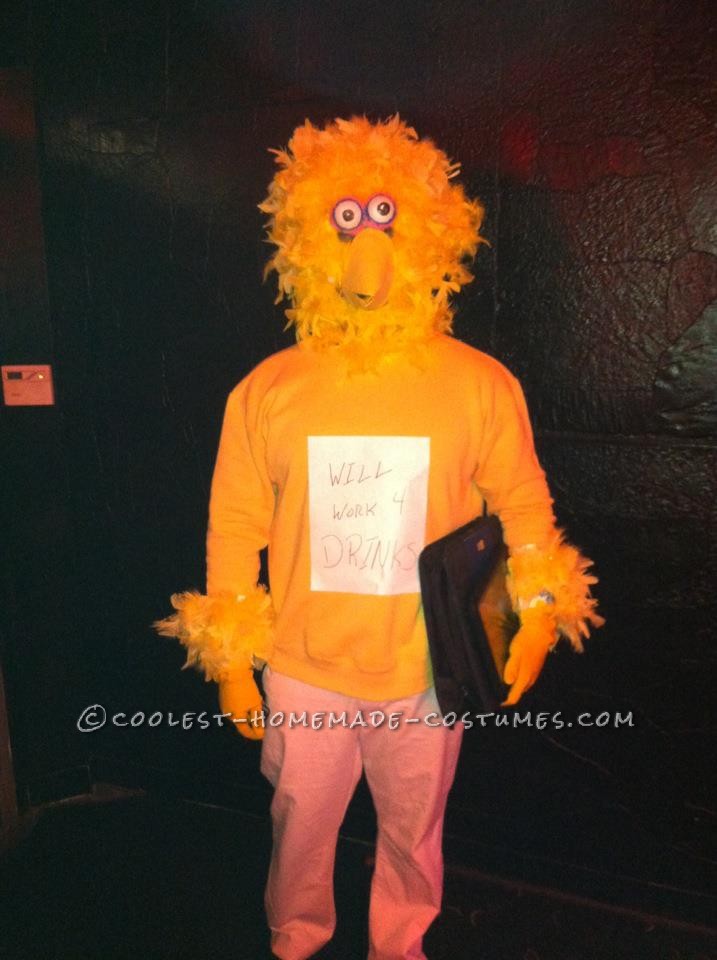 Original Big Bird Will Work for Drinks Homemade Halloween Costume