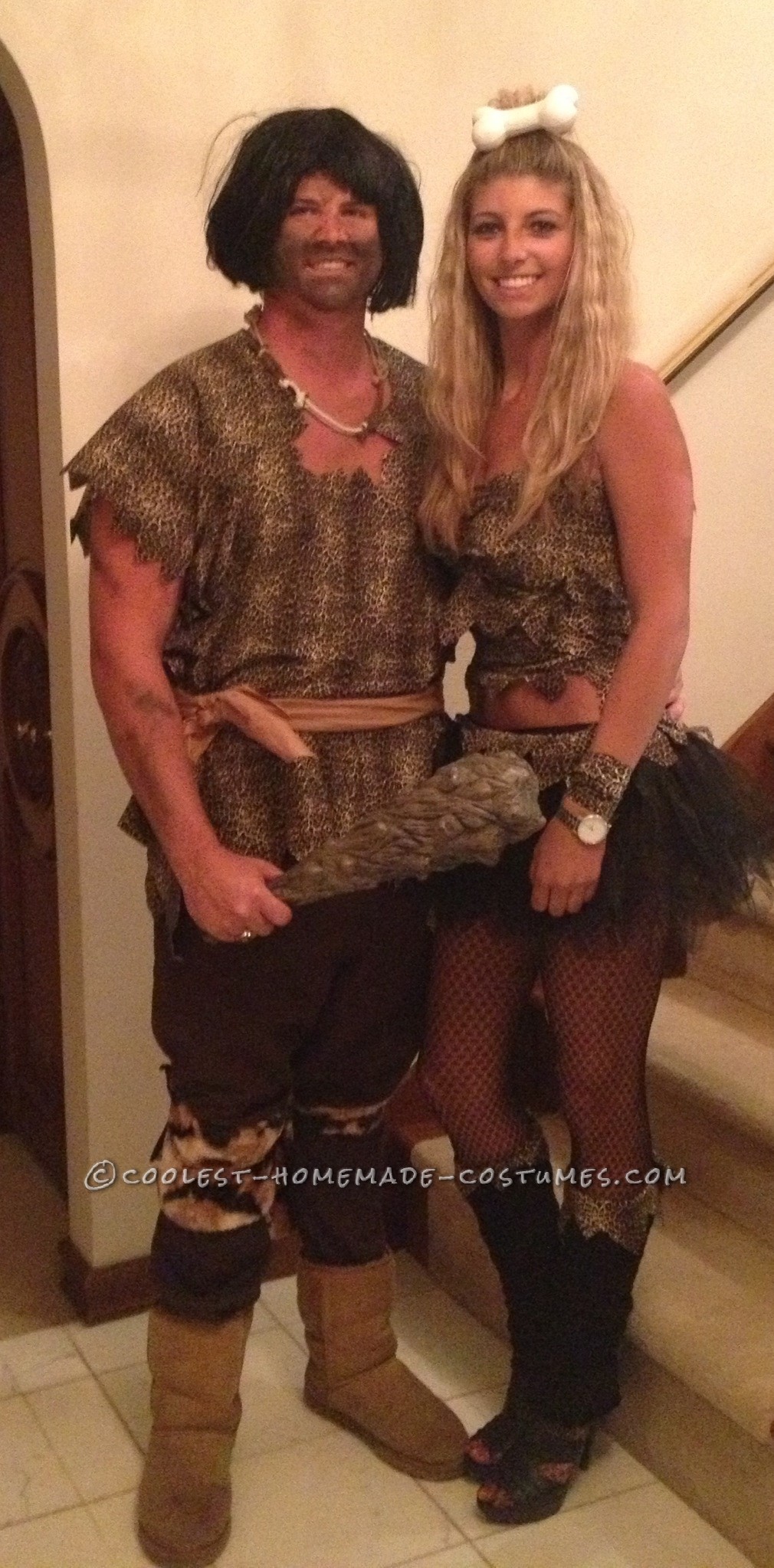 A lot of people thought we were pebbles and bam bam from the flintstones. The costumes were very last minute and easy to make. For the  Cave wom