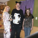 We got a lot of laughs for these costumes!
For the Crazy Cat Lady I used a pajama with cats on it that I already owned and sewed all my daughters st