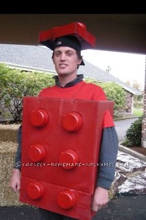 I made a Lego Man costume for my fiance in 2010. It was very cheap, easy and everyone loved it! The hardest part was waiting for the paint to dry!
A