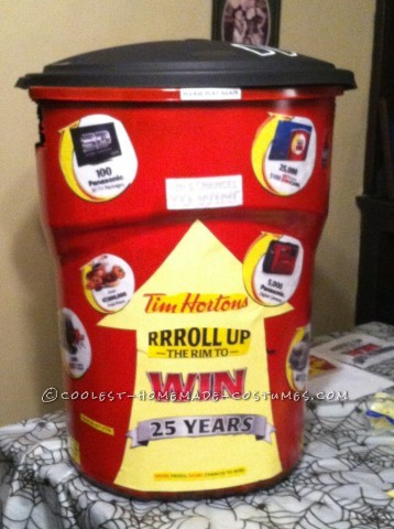 I wanted to be something that everyone would just love and what better than Tim Horton's roll up the rim cup. I purchased a garbage can for $20 spra