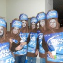 What better fitting than a six pack costume for a bunch of Bud Light beer lovers.A group of friends were attending the Nightmare on Chicago Street,