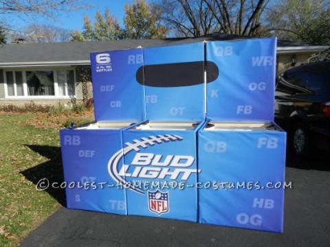 What better fitting than a six pack costume for a bunch of Bud Light beer lovers.A group of friends were attending the Nightmare on Chicago Street,