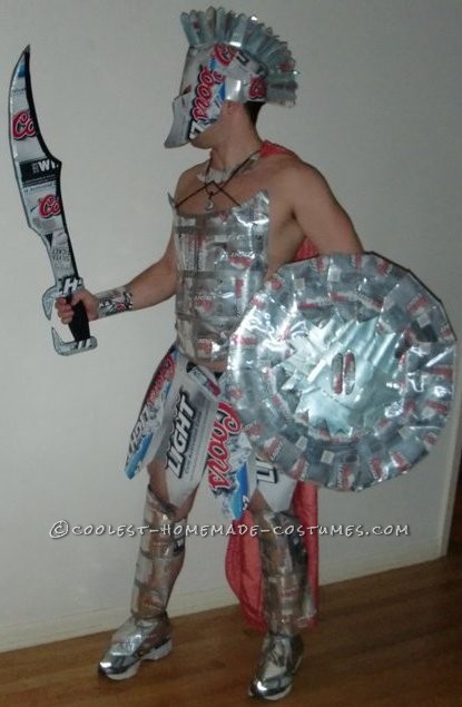 I am wearing this costume in both pictures. The idea came to me after I watched the movie 300. I was enjoying a mid-day beer (Coors Light is my favor