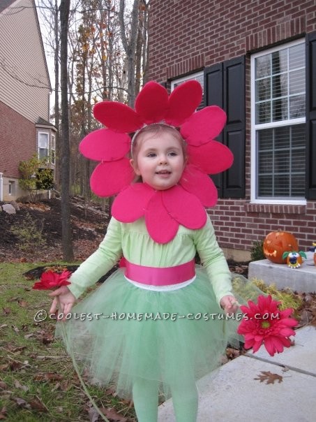 In keeping with the nature theme, our daughter dressed as a flower the year our son dressed as an apple tree!  To put together the flower costum