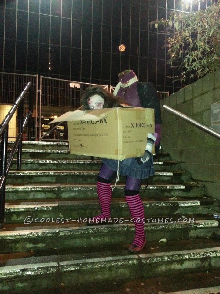 Awesome DIY Costume: Headless Woman Carrying Her Head in a Box