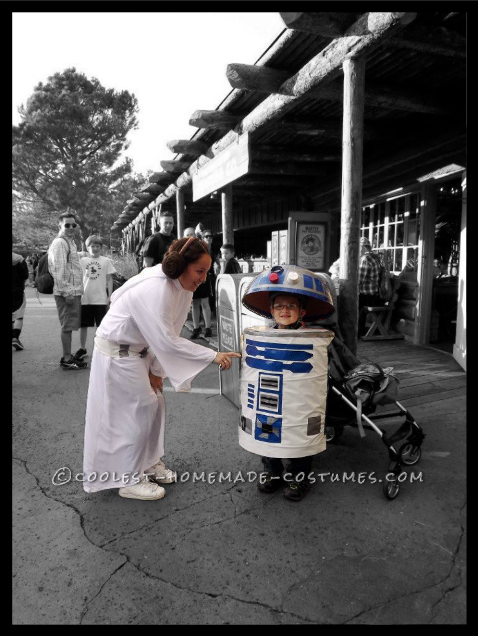 Cool Homemade Child's R2D2 Costume Made from a Collapsable Laundry Basket!