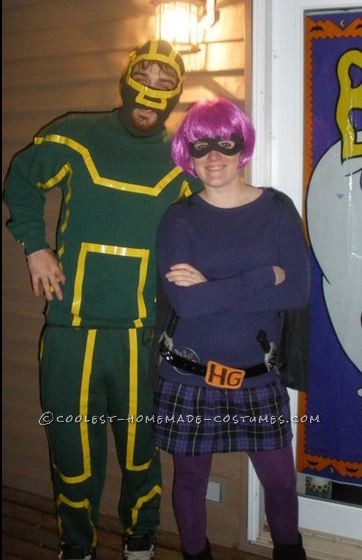 We made these costumes! I found the green sweatpants at a thirft store, bought a green ski mask and used yellow electrical tape to make the stripes f