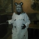LAB RAT
  Very easy costume – I got the lab coat donated to me bye a uniform company, I pinned rats from the dollar store all over my coa