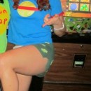 This costume was really easy to make! I bought a plain blue t-shirt from Walmart as well as yellow, red, and lime green felt.  I used the felt t