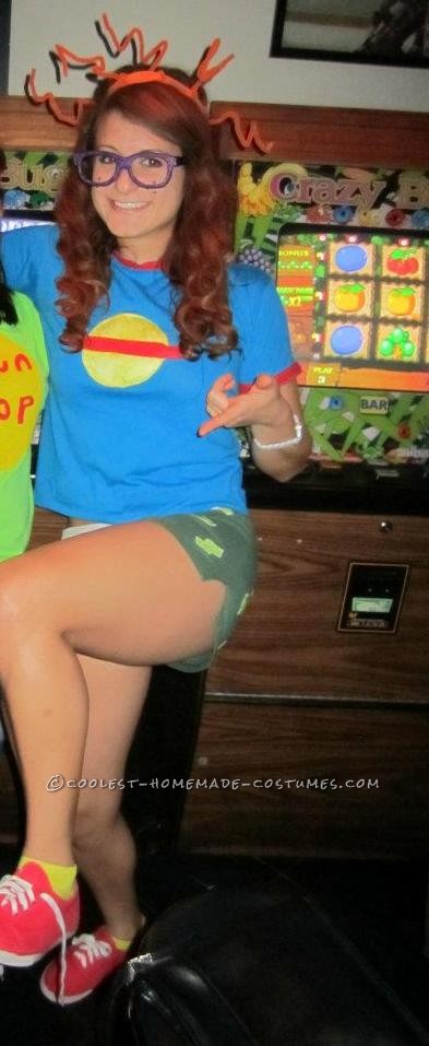 This costume was really easy to make! I bought a plain blue t-shirt from Walmart as well as yellow, red, and lime green felt.  I used the felt t
