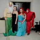 All of these costumes were pieced together by things that we found at a thrift store. The Ariel costume was a dress that we cut to look like a skirt.