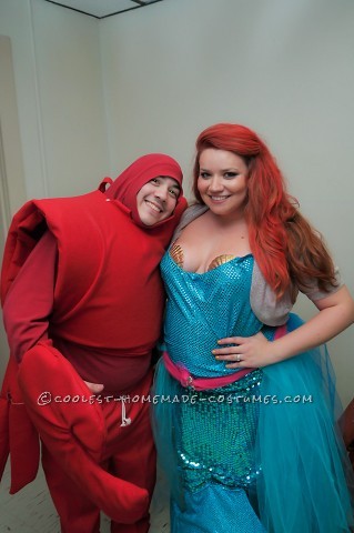 All of these costumes were pieced together by things that we found at a thrift store. The Ariel costume was a dress that we cut to look like a skirt.