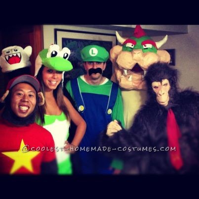 On the weeks preceeding halloween week 2012 our group put together six different mario kart character costumes complete with matching adult size big