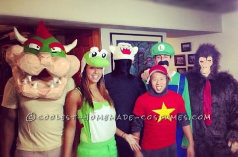 On the weeks preceeding halloween week 2012 our group put together six different mario kart character costumes complete with matching adult size big