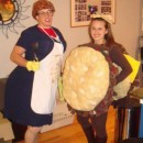 Inspired from the SNL Skit!
Homemade Sloppy Joe Costume:
We found 2 circular cushions at Joann fabrics. We were also lucky enough to find that yell
