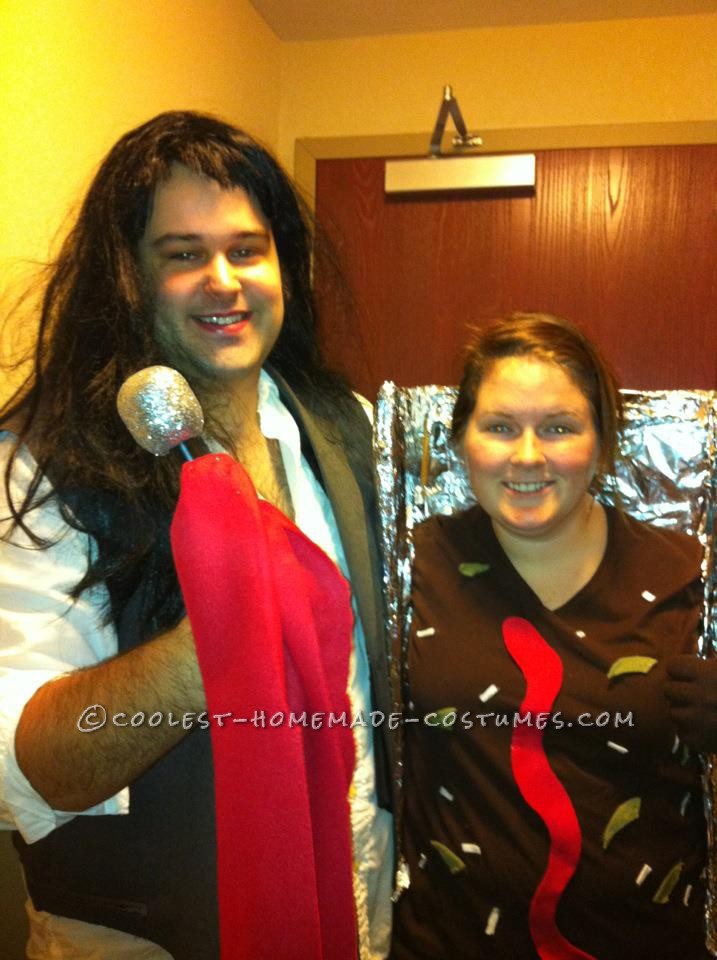My boyfriend and I dressed as Meatloaf and meatload last year for Halloween. He was Meatloaf the music artist and wore a basic suit jacket that he cu