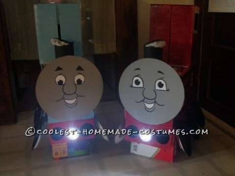 My boys absolutely loved Thomas the Train. For Halloween, 2 years ago, we decided to have them be Thomas & James. l figured l could make the cost