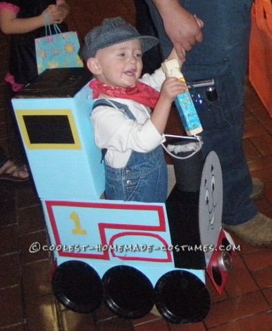 My boys absolutely loved Thomas the Train. For Halloween, 2 years ago, we decided to have them be Thomas & James. l figured l could make the cost