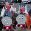 My boys absolutely loved Thomas the Train. For Halloween, 2 years ago, we decided to have them be Thomas & James. l figured l could make the cost