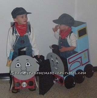 My boys absolutely loved Thomas the Train. For Halloween, 2 years ago, we decided to have them be Thomas & James. l figured l could make the cost