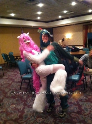 My boyfriend and I went as a unicorn and dragon for Halloween! I actually started our costumes last year, but a rogue blizzard rolled in and cancelle