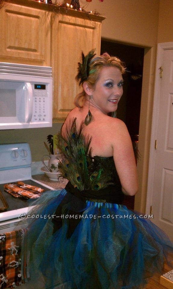 I had a lot of fun making this costume!  I saw a tutu on pinterest and that was my inspiration!  I love the colors of a peacock so I k